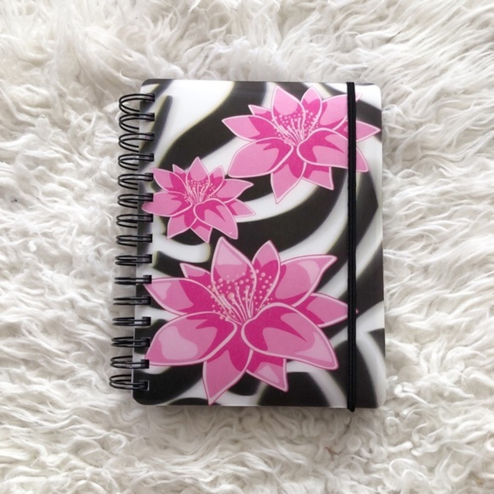 New Black & Pink Lotus Thick Purple Paper Journal 8x6